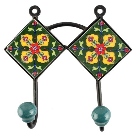 Yellow Ceramic Floral Tile Hook Online